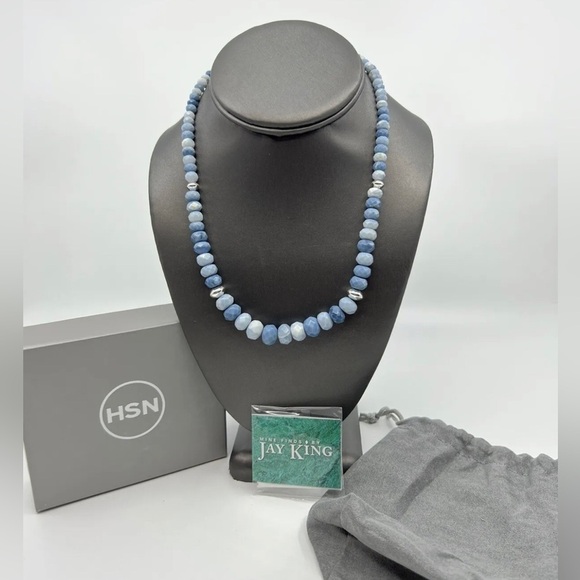 Blue Opal Bead with sterling silver accents Necklace by Jay King - Picture 12 of 13